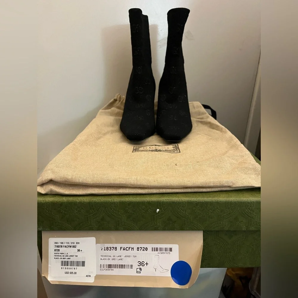Gucci GG Knit Ankle Boots. GG technical knit fabric NIB size 6.5 - Picture 10 of 10